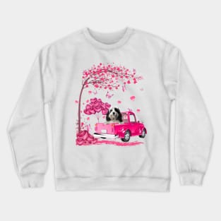 Valentine's Day Love Pickup Truck Tibetan Terrier Crewneck Sweatshirt